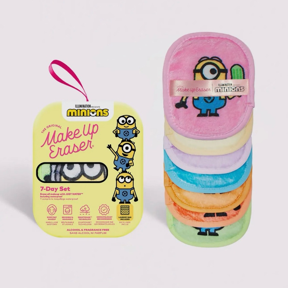 The Original MakeUp Eraser Illumination Minions 7 Day Cloths & Laundry Bag NWB